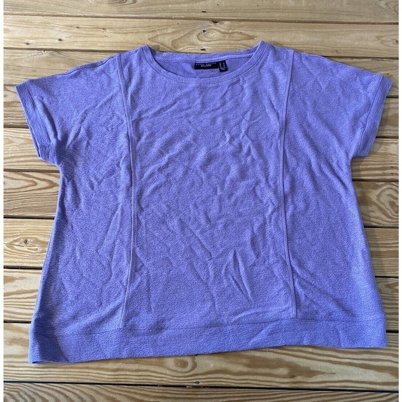 NEW Susan Graver Weekend Textured Crinkle Knit Top Size Large Women’s Lilac - Picture 1 of 7